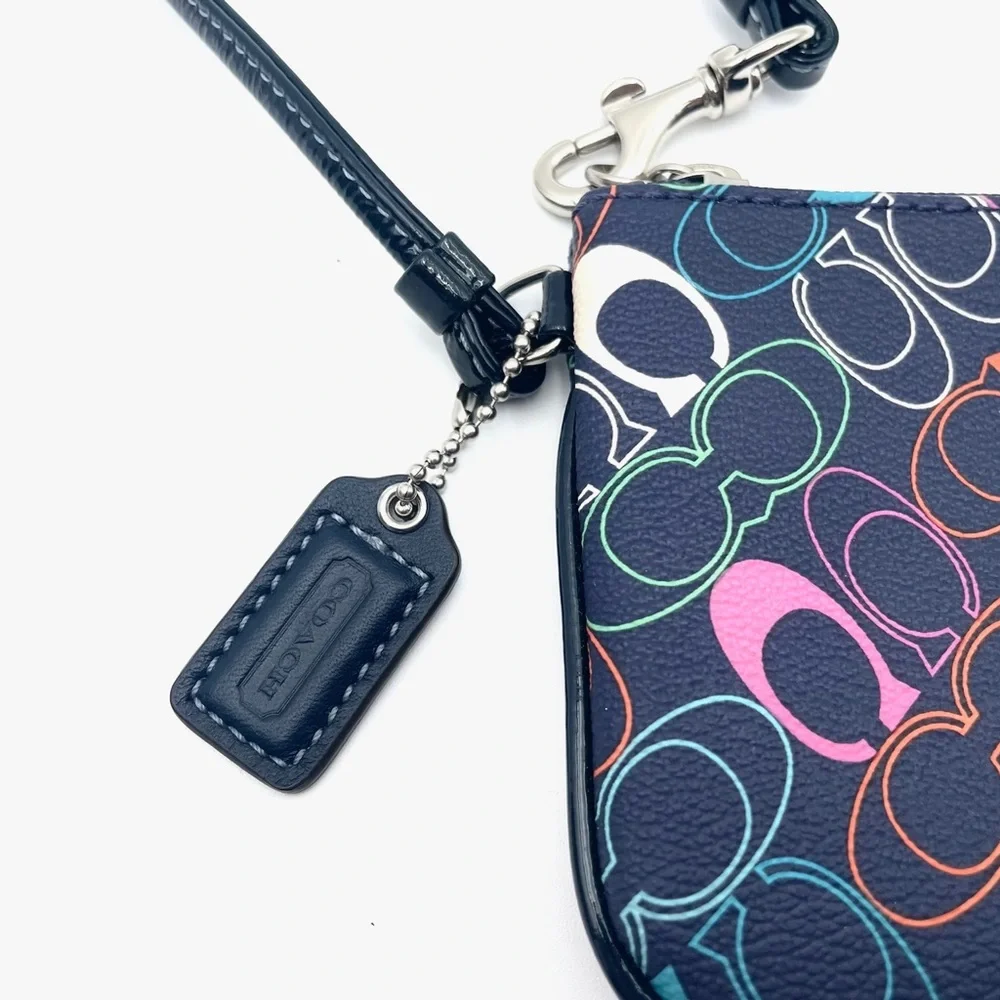 Coach Blue Multicolor Monogram Canvas Wristlet - Picture 2 of 6